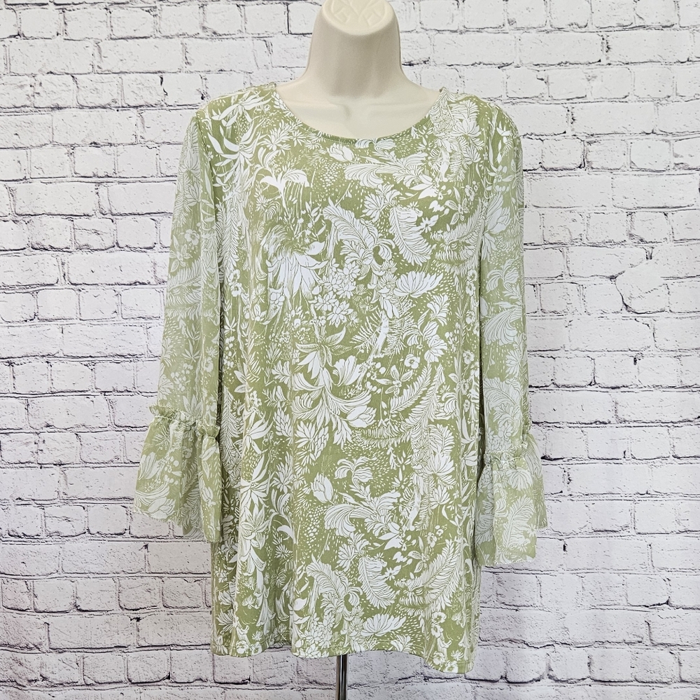 [NWT] Jm Collection Bell Sleeve Green Blouse - Picture 2 of 9